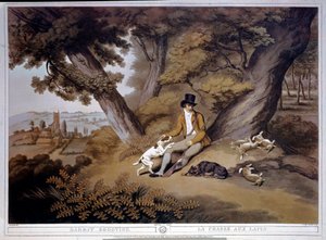 Kaninchenjagd in England. Gravur des 19. Jahrhunderts. Gien, Jagdmuseum von English School