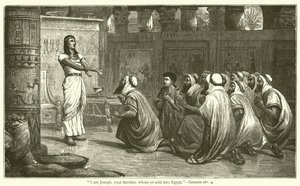 "Ich bin Joseph, euer Bruder, den ihr nach Ägypten verkauft habt", Genesis, xlv, 4 von English School