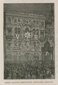 Illuminationen schmücken die Büros der North British Mercantile Insurance Company