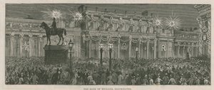 Illuminationen schmücken die Bank of England von English School
