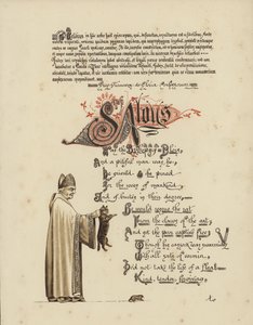 Illustriertes Gedicht über einen Heiligen und einen Bischof, der eine Ratte aus den Fängen der Katze befreit von English School