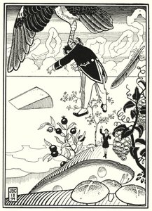 Illustration für die Abenteuer des Baron Münchhausen (Gravur) von English School