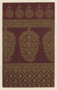 Indischer Schal in lila Musselin, mit Muster in Goldprägung