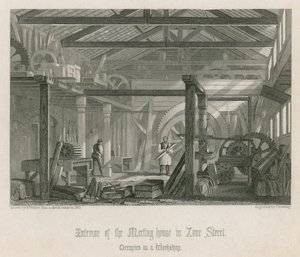 Innenansicht von John Bunyans Versammlungshaus in der Zoar Street, Gravel Lane, Southwark von English School