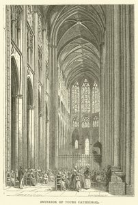 Innenraum der Kathedrale von Tours (Gravur) von English School