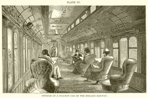 Innenansicht eines Pullman-Wagens der Midland Railway