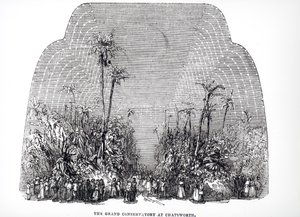 Innenansicht des Großen Konservatoriums in Chatsworth, 1843