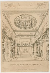 Innenansicht des Großen Saals in der ägyptischen Halle, Piccadilly von English School