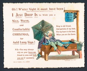 Betrunkener Mann im Pferdetrog!, Weihnachtskarte