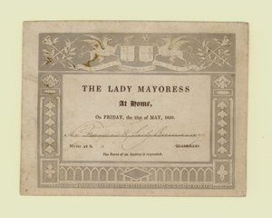 Einladung von der Lady Mayoress, At Home, 21. Mai 1830 von English School
