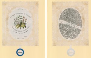 Einladung zur Eröffnungszeremonie der neuen Kohlenbörse, 30. Oktober 1849, Vorder- und Rückseite