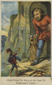 Jack bläst sein Horn am Tor des Cormoran-Schlosses von English School