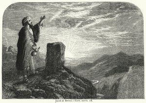 Jakob in Bethel, Gen xxviii 18 (Gravur) von English School