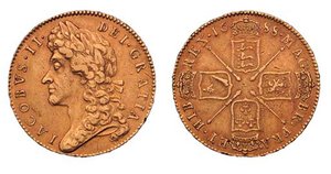 James II Fünf-Guineen-Münze, 1688 von English School