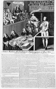 James Macleane, der Gentleman-Räuber, vor Gericht, 1750 von English School