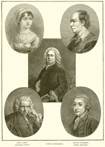 Jane Austen, Laurence Sterne, Samuel Richardson, Oliver Goldsmith, Tobias Smollett von English School