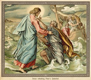 Jesus tadelt den Unglauben von Petrus