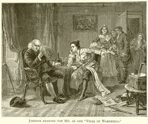 Johnson liest das Manuskript des Vikar von Wakefield von English School