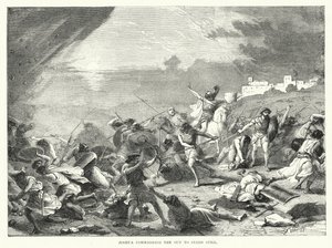 Josua befiehlt der Sonne, stillzustehen (Gravur)