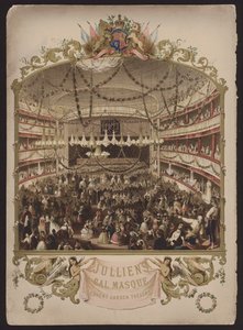 Julliens Maskenball, Covent Garden Theatre, London (Farblithographie) von English School