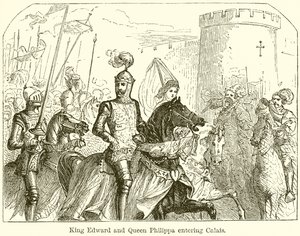 König Edward und Königin Philippa betreten Calais