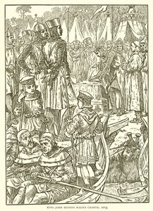 König Johann unterzeichnet die Magna Charta, 1215 von English School