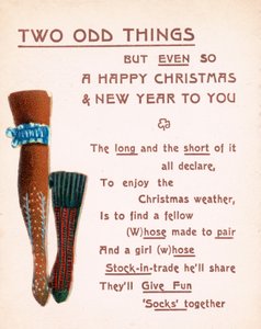 Damenstrumpf und Socke, Weihnachtskarte von English School