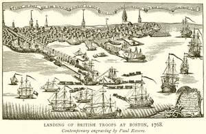 Landung britischer Truppen in Boston, 1768 von English School