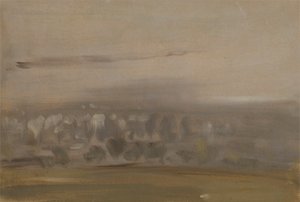 Landschaft mit Bäumen an einem Hang (Waldtal, im Nebel gesehen), zuvor J.M.W. Turner (1775-1851) und auch Peter de Wint (1784-1849) zugeschrieben