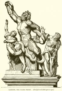 Laokoon, der falsche Priester. (Vor 3000 Jahren skulptiert) (Gravur) von English School