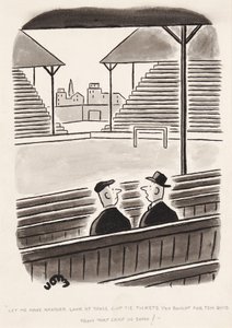 Lass mich noch einmal die Cup-Tie-Tickets sehen, die du für zehn Pfund von dem Kerl in Soho gekauft hast, Cartoon von John