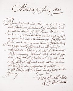 Brief von Henry Scobell, 20. Juni 1648