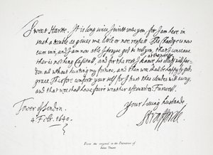 Brief von Lord Strafford an seine Frau, aus dem Tower of London, 4. Februar 1640