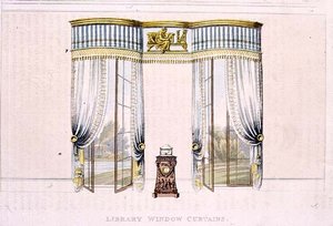 Vorhang im Bibliotheksfenster, Tafel 106 aus Ackermann
