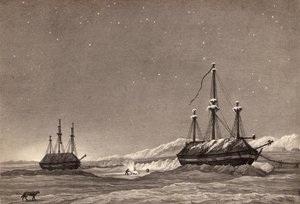 Leutnant William Parrys erste Reise: H.M.S. Hecla und H.M.S. Griper im Winterhafen, ca. 1819