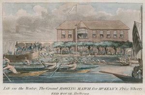 Leben auf dem Wasser, das große Ruderwettbewerb um McKeans Preis Wherry, Red House, Battersea
