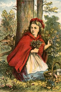 Rotkäppchen sammelt Blumen