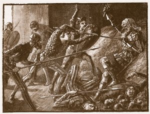 Llewelyns letzter Kampf, Illustration aus Cassells Illustrierter Geschichte Englands von English School