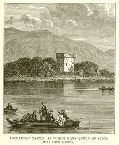 Schloss Lochleven, in dem Maria Stuart eingesperrt war von English School