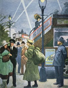 Londoner Straßenszene im Ersten Weltkrieg, Soldat im Urlaub, ca. 1914-18