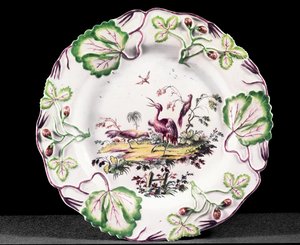 Longton Hall Teller, mit Erdbeeren geformt, 1749-60