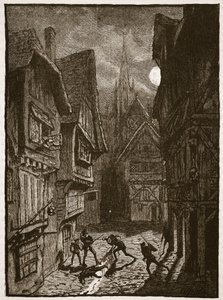 Lord Grey und seine Anhänger greifen den Earl of Southampton an, Illustration aus Cassells Illustrierter Geschichte Englands von English School