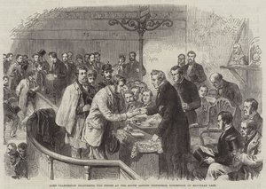 Lord Palmerston überreicht die Preise auf der South London Industrial Exhibition am vergangenen Samstag (Stich) von English School