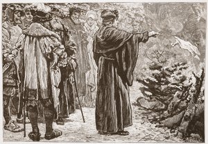 Luther verbrennt die Bulle des Papstes, Illustration aus Die Geschichte des Protestantismus von James Aitken Wylie, veröffentlicht 1878 von English School