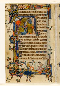 MS 1-2005, fol. 182v: David betet, historiierte Initiale aus dem Macclesfield Psalter, Use of Sarum, Ostanglien, um 1330