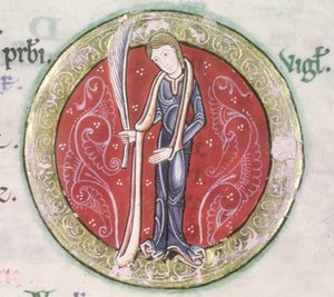 MS Hunter 229 f.4v Jungfrau, aus dem Hunterian Psalter, ca. 1170 (Detail) von English School