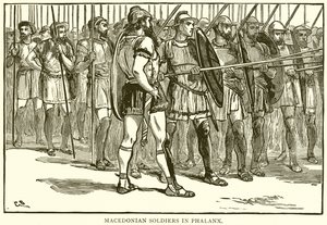 Makedonische Soldaten in Phalanx