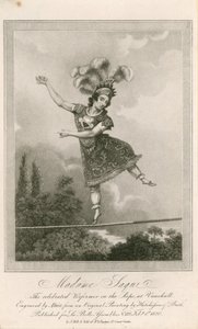 Madame Saqui, die berühmte Seiltänzerin in den Vauxhall-Gärten, London von English School
