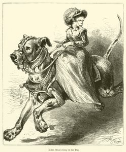 Mademoiselle Minie reitet auf ihrem Hund