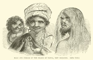 Männlich und weiblich von der Insel Tanna, Neue Hebriden, nach Cook von English School